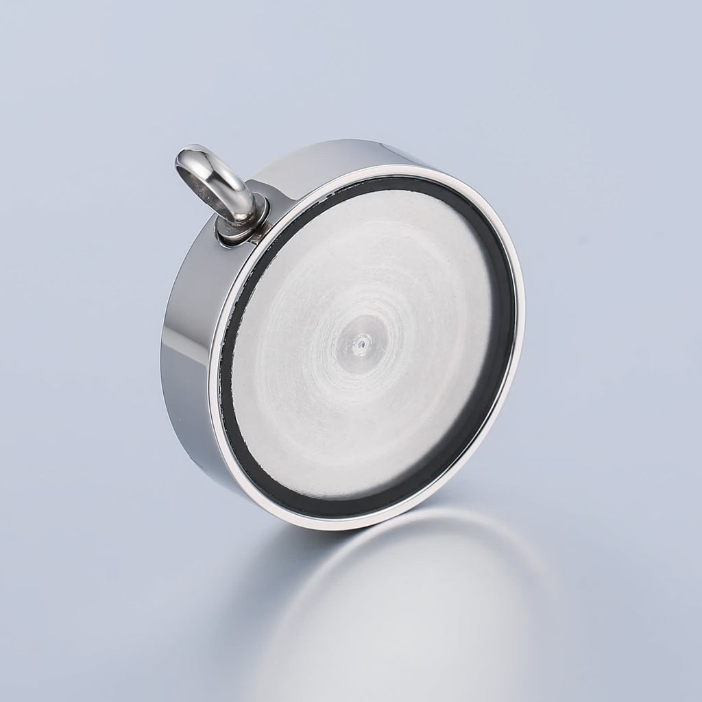 Urn Necklace Cremation Pendant Stainless Steel Round Engravable 2.5 x 3cm