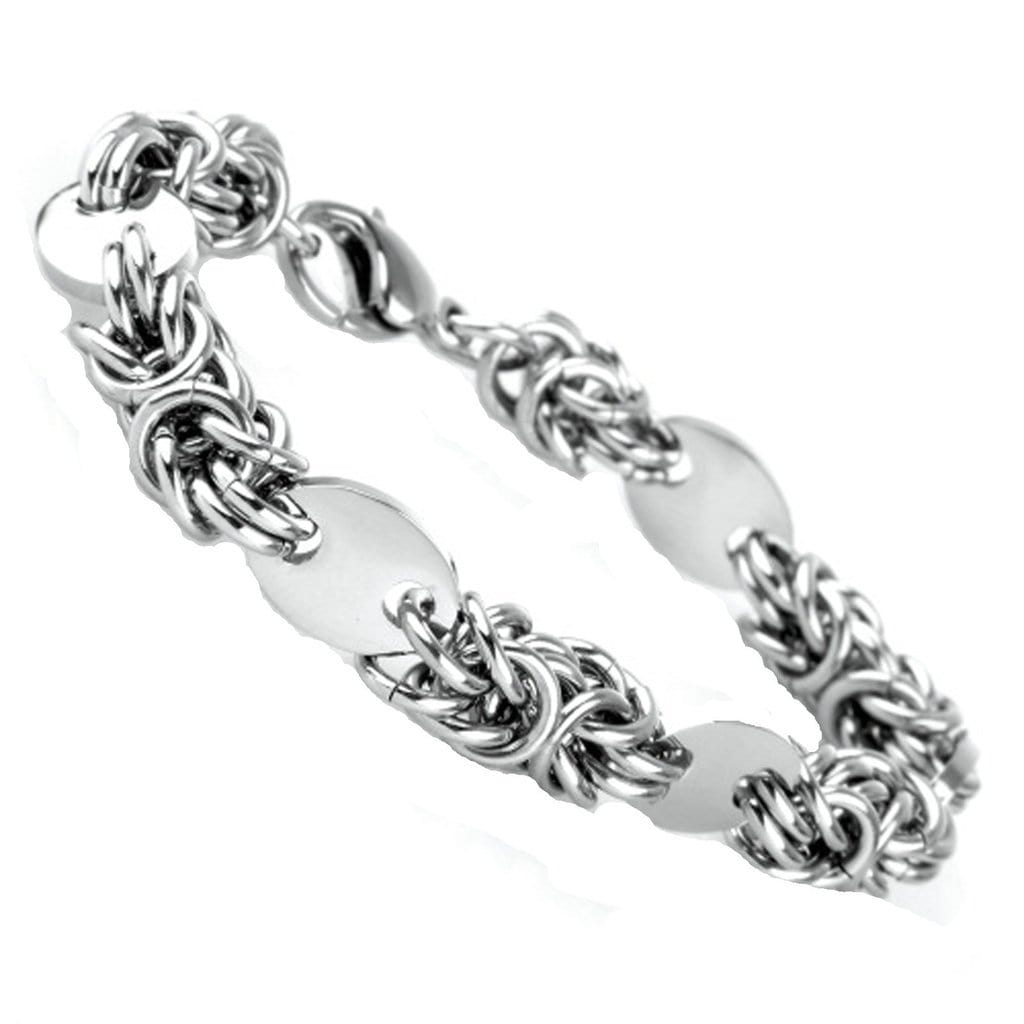Bracelet for Men Personalized Stainless Steel Retro Chinese Knot Oval Silver Charm Bracelets