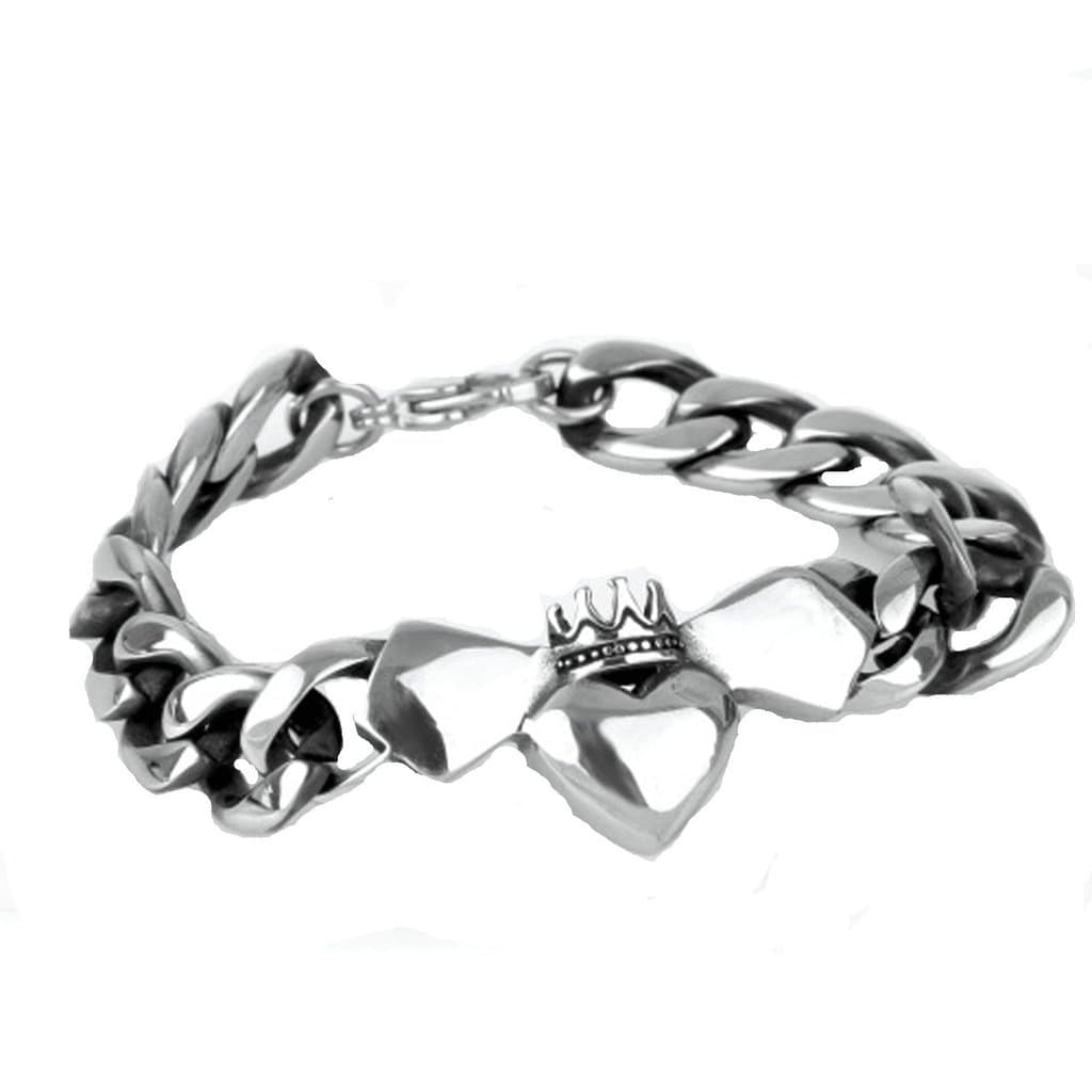 Bangle Bracelet for Men Stainless Steelpunk Heart Shape Crown Silver Charm Bracelets