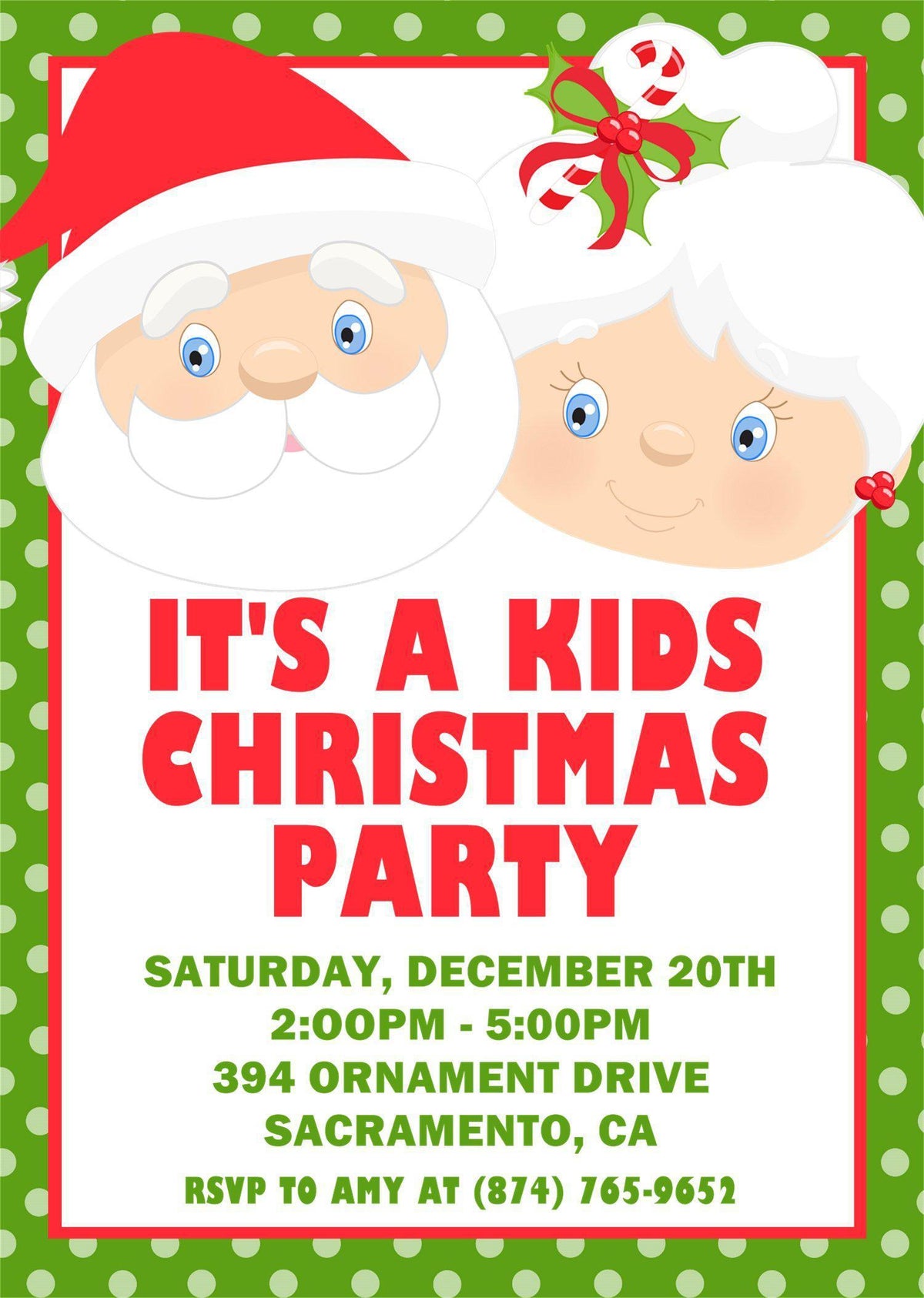 Kids Santa & Mrs. Claus Christmas Party Invitations — Party Beautifully