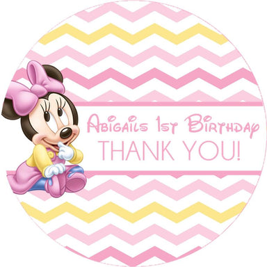 Minnie Mouse 1st Birthday Party Stickers — Party Beautifully