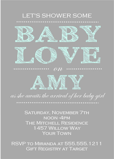 Mint Oh Baby Baby Shower Invitation Gender Neutral Baby 