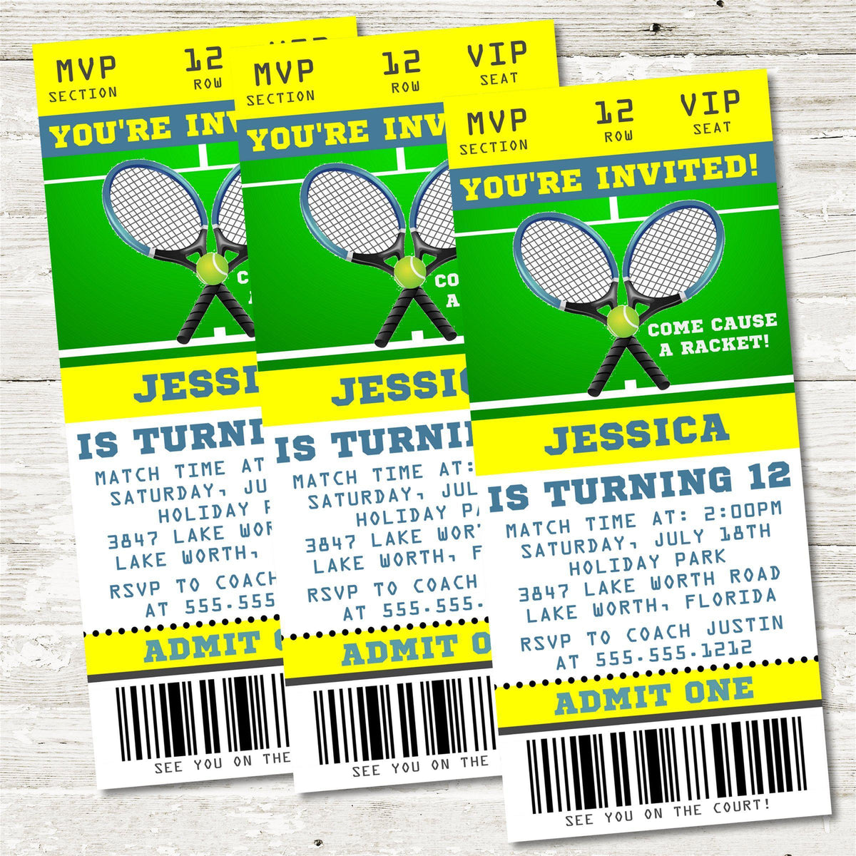 Tennis Birthday Party Ticket Invitations — Party Beautifully lupon.gov.ph