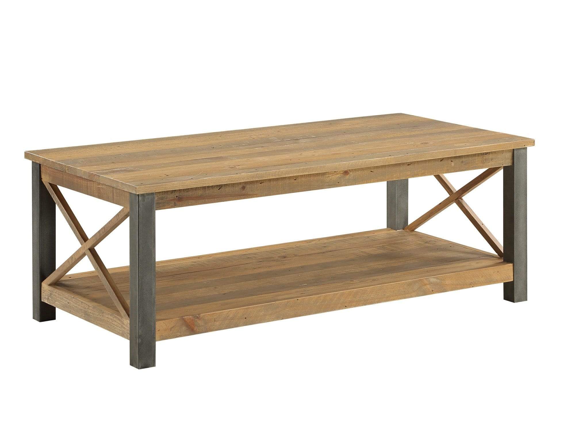 Large Wood Steel Industrial Coffee Table Greenway Furniture