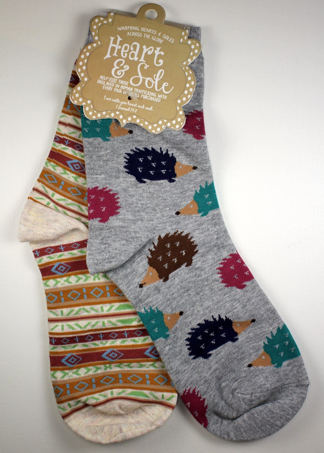 Tribal and Porcupine Mix n' Match Socks – Heart On Your Sleeve Design