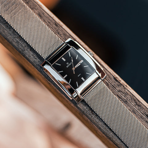 Square watch with black dial from SÖNER