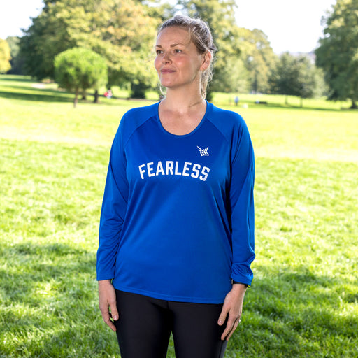 Long Sleeve Reflective Running T-Shirt - Fearless - Royal Blue