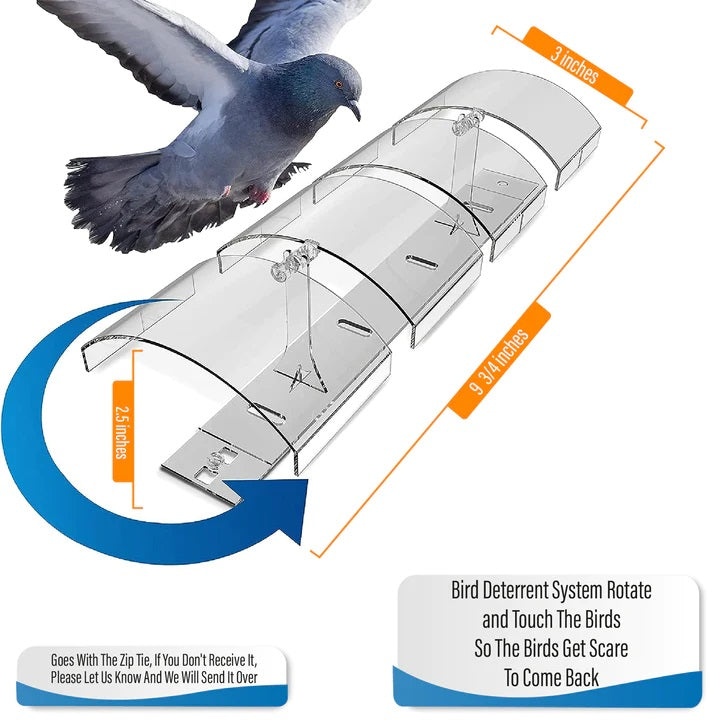 Seesaw Bird Deterrent System for Balconies, Ledges, Beams, etc. 3, 6, or 10 ft long