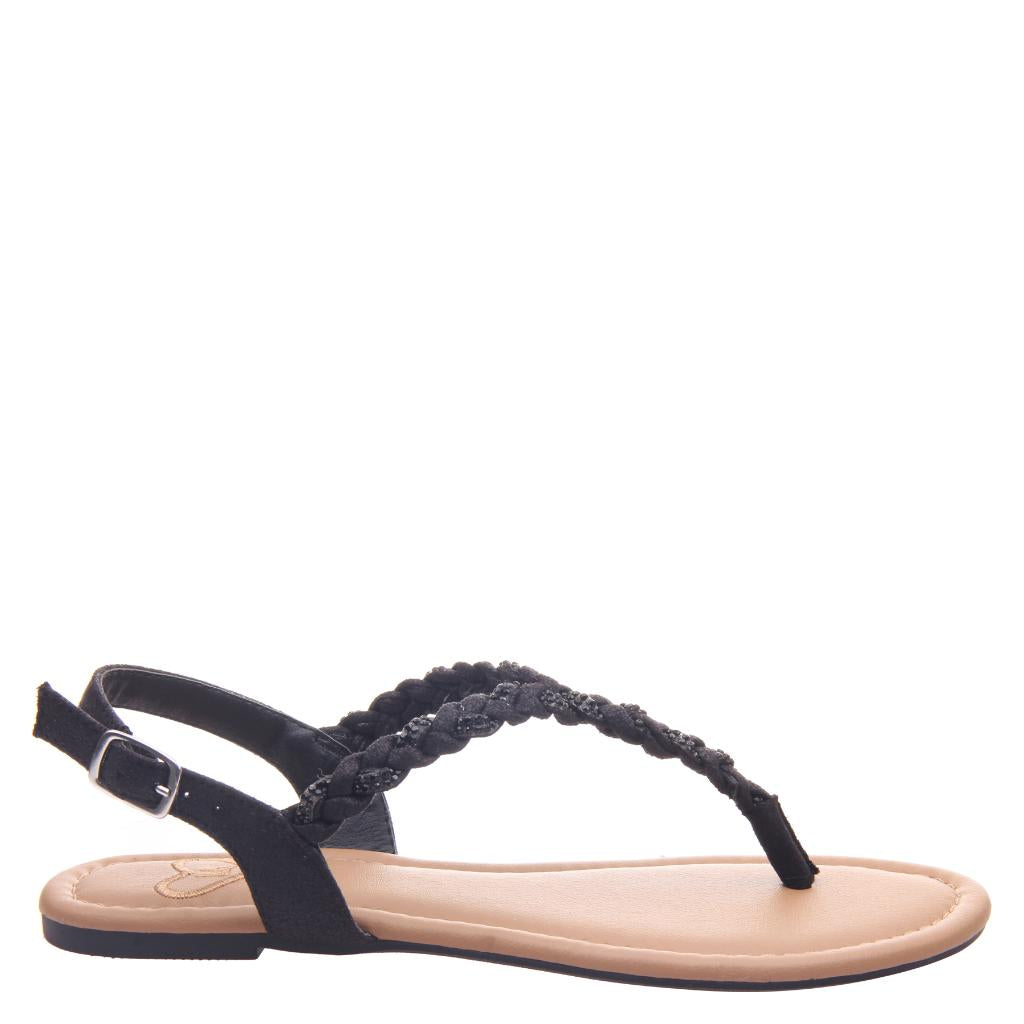 black flat slip on sandals