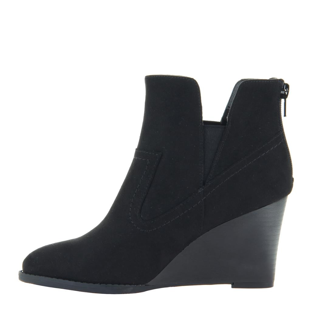black ankle wedge boots