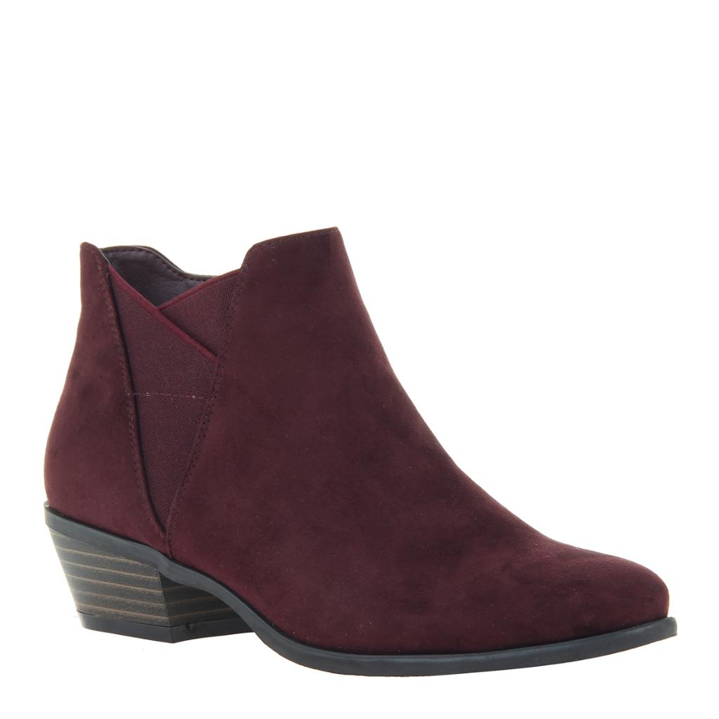 burgundy leather ankle boots womens