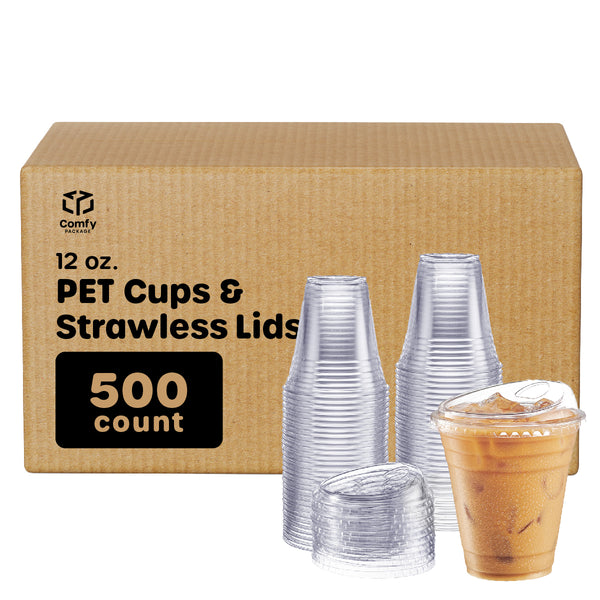 24 oz Clear Plastic Cups with Strawless Sip-Lids [50 Sets] PET Crystal  Clear Disposable 16oz Plastic…See more 24 oz Clear Plastic Cups with  Strawless