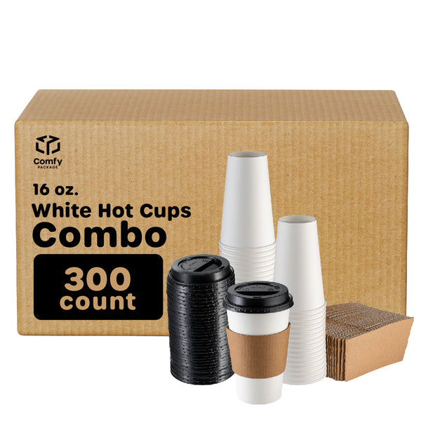 Turbo Bee Disposable Coffee Cups with Lids 16 OZ (100 Pack), To Go Iced Hot Coffee  Cups with Sleeves and Stirrers, White Paper Coffee Cups for Home, Office  and Cafes - Yahoo Shopping