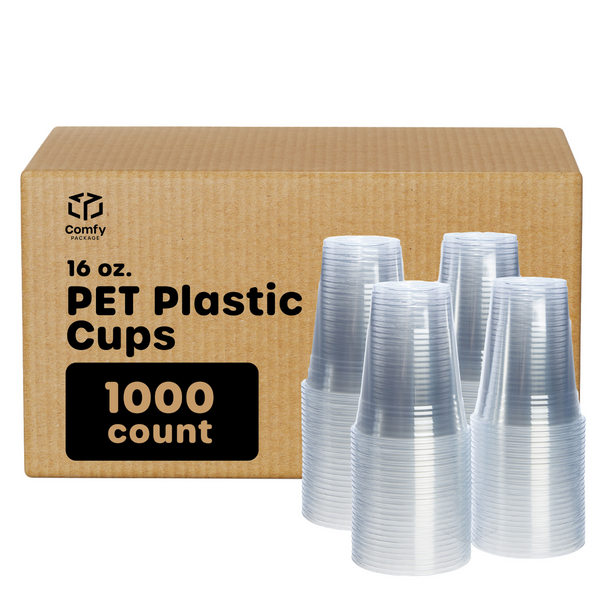  Comfy Package [100 Pack - 16 oz.] Clear PET Plastic
