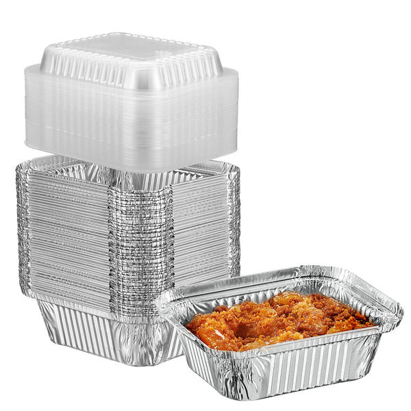 disposable aluminum foil container with plastic lid