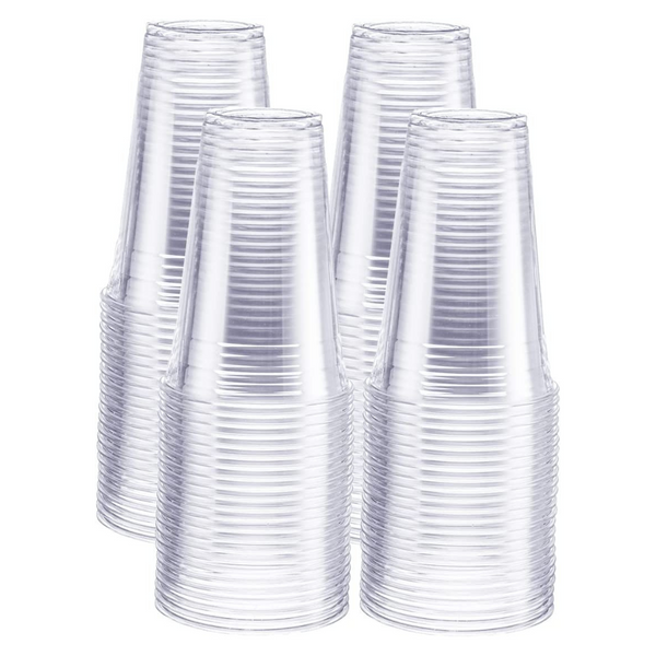 Comfy Package Clear Plastic Cups 16 Oz Disposable Coffee Cups with Lids,  100-Pack