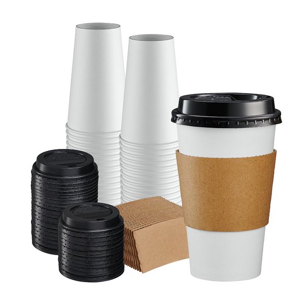 16 oz Hot Beverage Disposable Paper Coffee Cup with Lid and Sleeve