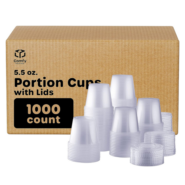 500 sets - 1oz Disposable Plastic Souffle / Portion Cups with Lids Bulk  Perfect for Shot Glasses, Condiments, Toppings, Dressings, Sampling 