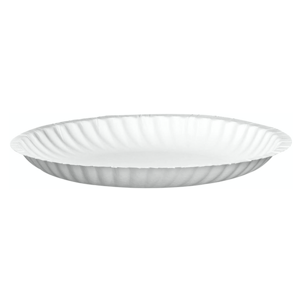 300 Pack Disposable White Uncoated Paper Plates, 9 Inch Large 300 Count