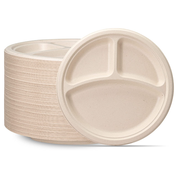 14 oz. Paper Plates Bowls 100-Pack Brown Compostable Disposable