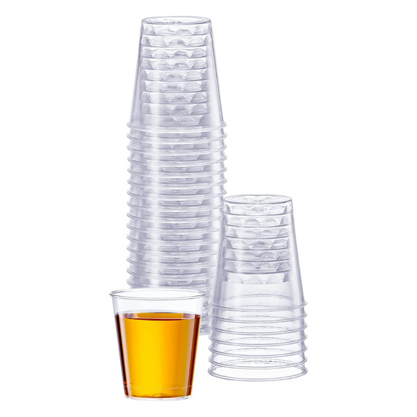Comfy Package 300 Count 2 oz. Mini Plastic Shot Glasses - Red Disposable Jello Shot Cups
