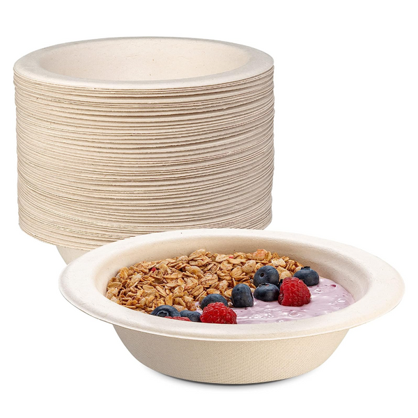 125 Pack - Paper Bowls, 12 oz Disposable Bowls 100% Compostable