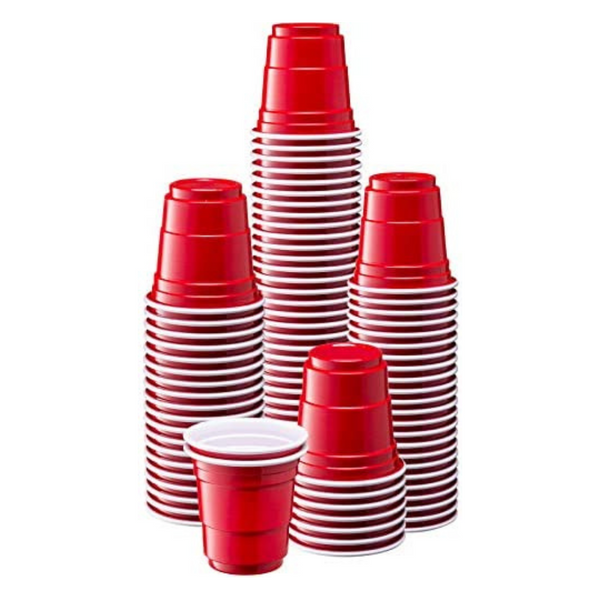 20 MINI-ME 2 ounce RED PARTY CUPS small Plastic shot glass bar cup HEFTY