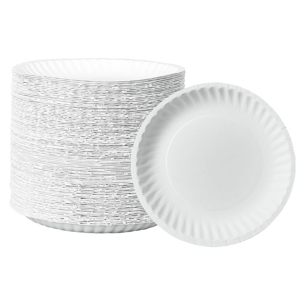 PLASTICPRO Disposable White Uncoated Paper Plates (1000, 9'' Inch)