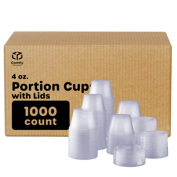 360 Sets - 4 oz] Plastic Portion Cups with Lids, 4 oz Plastic