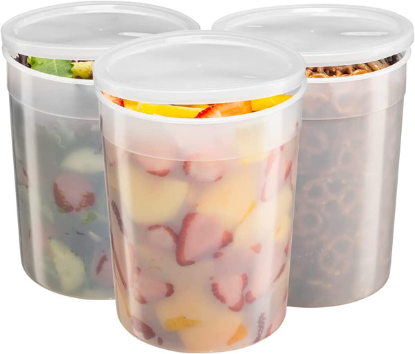 12 oz. (3/4 Pint) Plastic Freezer Food Storage Deli Soup Containers Tubs w/ Lids