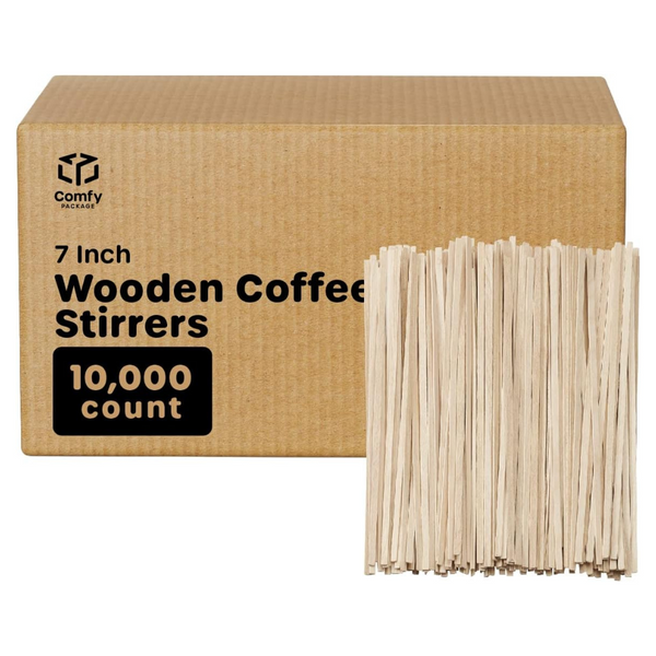 One White Apple Stir Stick Wooden Coffee Stirrers Birchwood Eco-Friendly Biodegradable Beverage Coffee Stirrer Sticks - Round Edges Coffee Stir