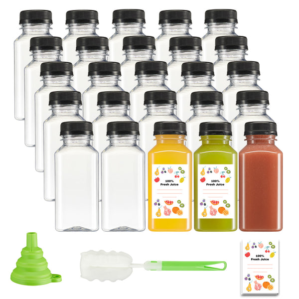 JumblWare 16 oz. Reusable Plastic Juice Bottles with Caps, 20 pcs.