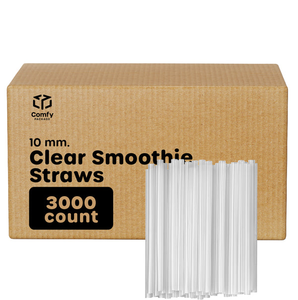 400 x CLEAR Jumbo Straight Drinking Straws for Smoothie, Juice 210mm x 5mm