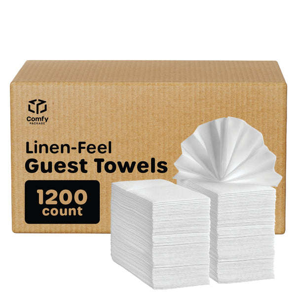 Treamon 100 Pcs Gold Linen-Feel Disposable Guest Towels Bathroom Paper