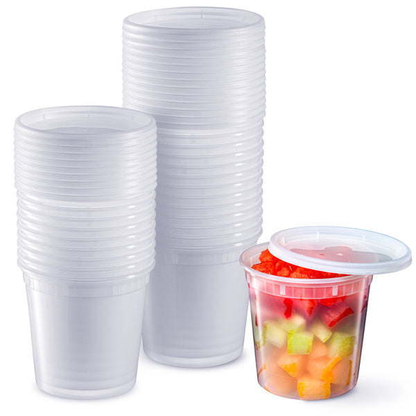  DuraHome - Deli food Storage Containers with Lids 32 oz, Quart  Pack of 24 Leak-proof Freezer Safe Microwaveable Soup Storage Container -  Clear Plastic Premium Quality: Home & Kitchen