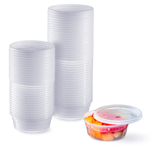 64 & 86 Oz Big Plastic Deli Food Storage Containers Lids Soup