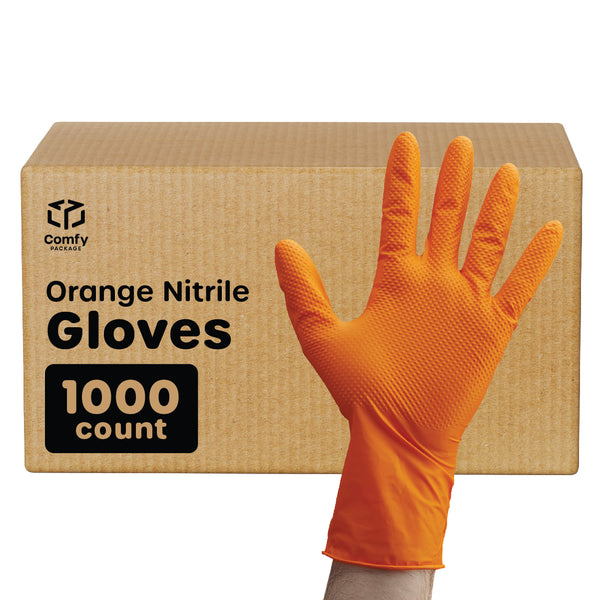 Comfy Package 8 Mil Orange Nitrile Gloves Disposable Latex Free Gloves, XL  100-Pack 