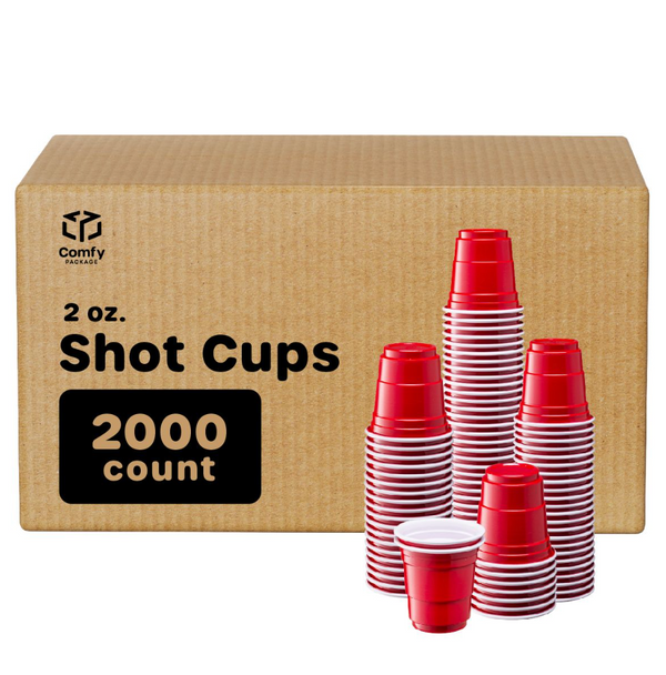 60 Red Cups 2oz Mini Plastic Hard Glasses Jello Jelly Shot Disposable Party, Size: Medium