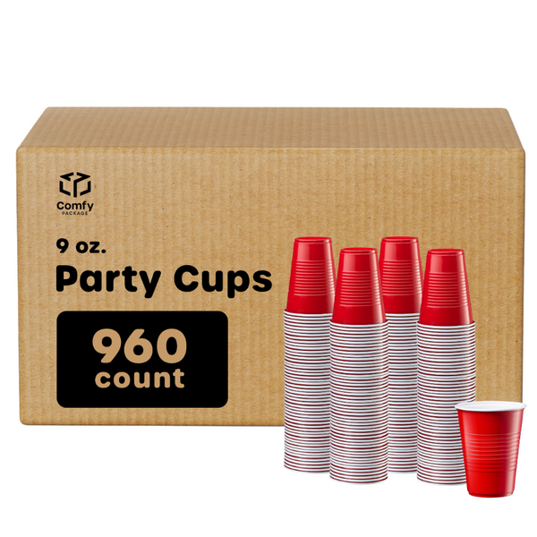 Supellectilem Red Plastic Disposable Cups - 18 oz., 50 Ct. | Heavy Duty Large Party Cold Drink Plastic Cups Disposable