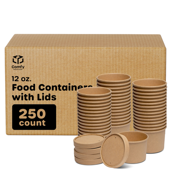 36 Pack Disposable Soup Containers with Lids, 16 oz To Go Containers for  Ice Cream, Meal Prep, Hot and Cold Foods, Oatmeal, Kraft Paper (4x4 In)