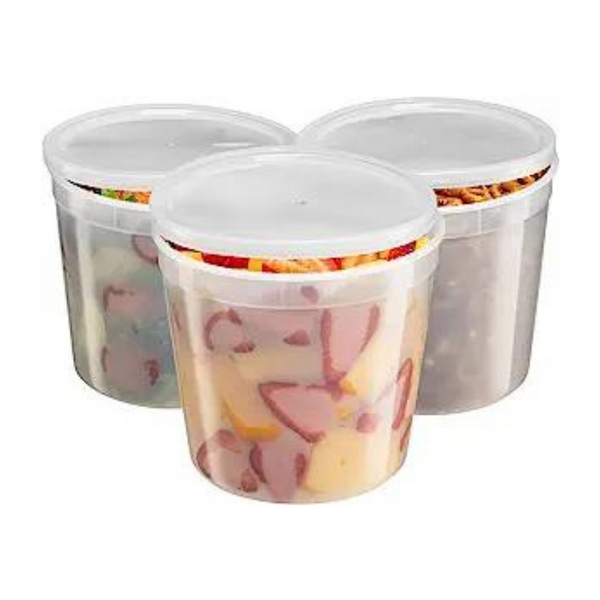 [36 Pack] Food Storage Containers with Lids, Round Plastic Deli Cups, US  Made, 16 oz, Pint Size, Leak Proof, Airtight, Microwave & Dishwasher Safe