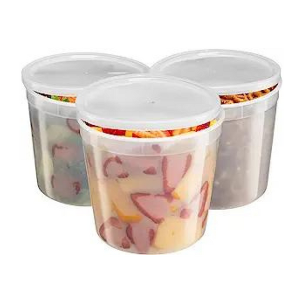 Aozita 32 Sets 16 oz Plastic Deli Food Containers with Lids, Airtight Food Storage Containers, Freezer/Dishwasher/Microwave Safe, Soup Containers