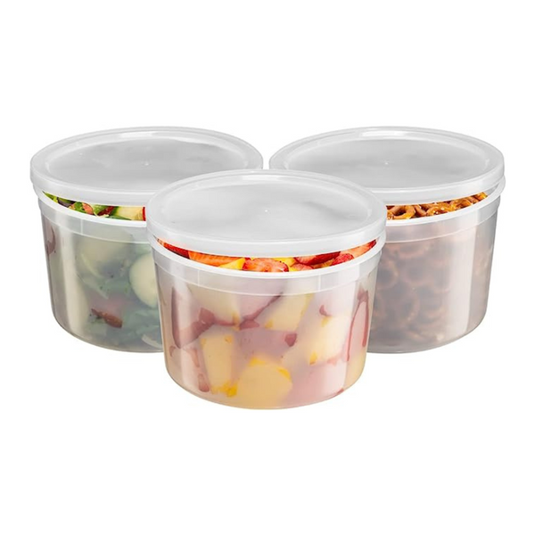 Aozita 32 Sets 16 oz Plastic Deli Food Containers with Lids, Airtight Food Storage Containers, Freezer/Dishwasher/Microwave Safe, Soup Containers
