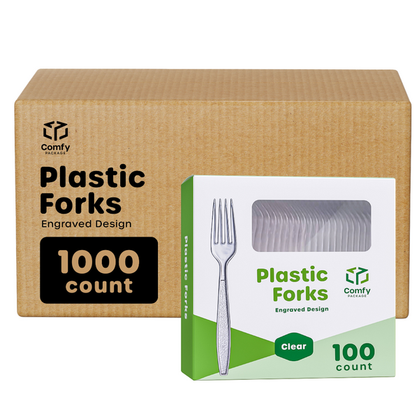Clear Plastic Heavyweight Forks, 1000/Carton