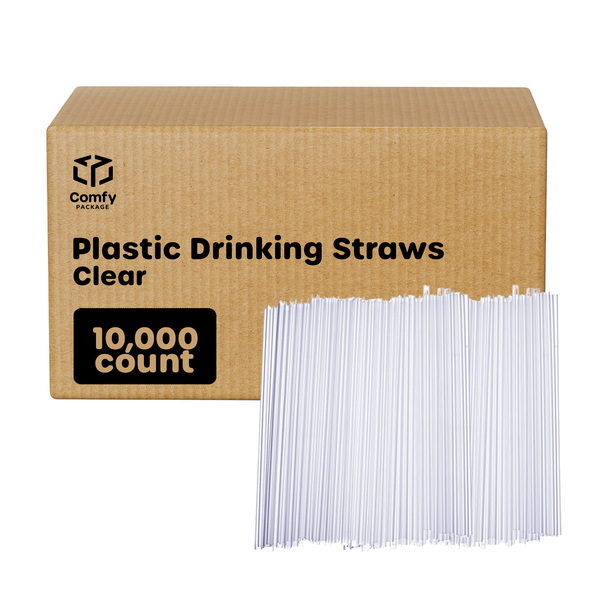 Comfy Package 8.5” Clear Disposable Jumbo Straws Drinking Plastic