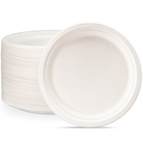 10 Inch 3 Compartment Round Plates 100% Biodegradable, Compostable,  Sugarcane, Wheat Straw Fiber, Bagasse Environmental Paper Plate 