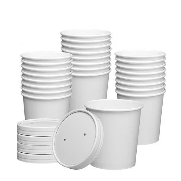 12oz White To Go Containers 250ct With Matching Non Vented Lids - Frozen  Solutions