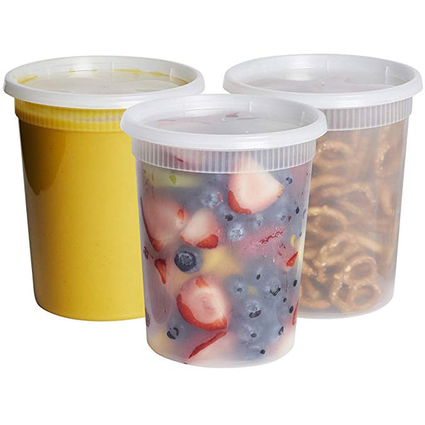 64 oz. Round Plastic Food Storage Soup Deli Container/Tub (Clear) w/Lid  120/CS