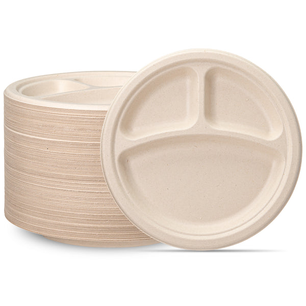 7 Inch Disposable Plate 100% Compostable Bamboo Fiber Eco Friendly