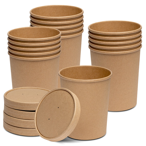 Soup Cups Paper Containers Kraft Food Disposable Go To Bowls Ice